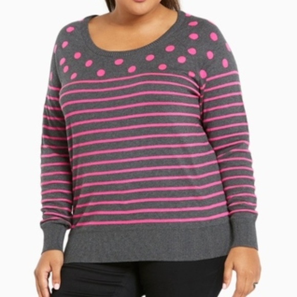 TORRID 00 10 Sweater Long Sleeve Pink Gray NEW - Picture 1 of 3